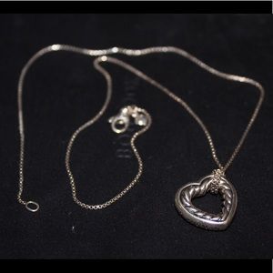 David Yurman Sterling Silver Cable Heart Necklace